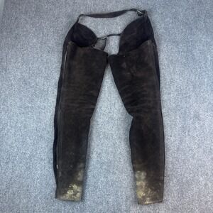 VTG Leather Horse Riding Chaps Buckle And Zip Up 14 Youth‎ Chocolate Suede USA